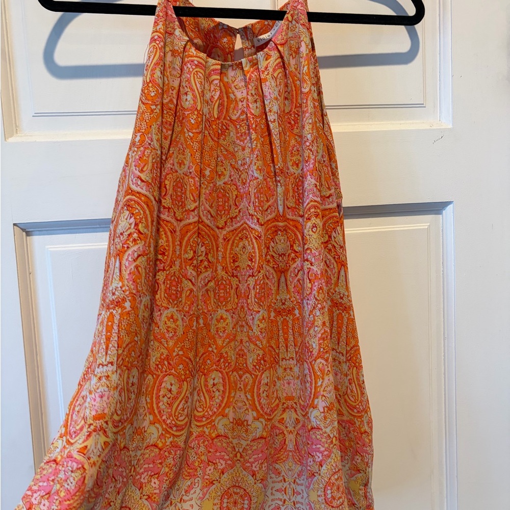 Violet & Claire Orange and Pink Paisley Top